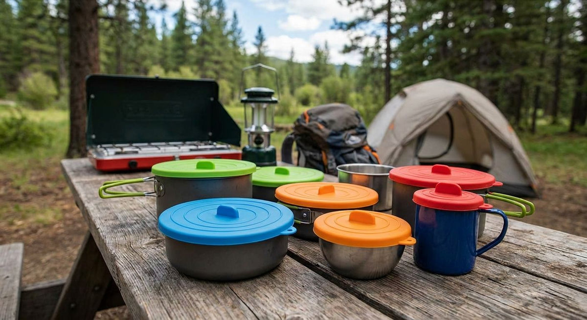 Silicone lids for camping and outdoor cooking