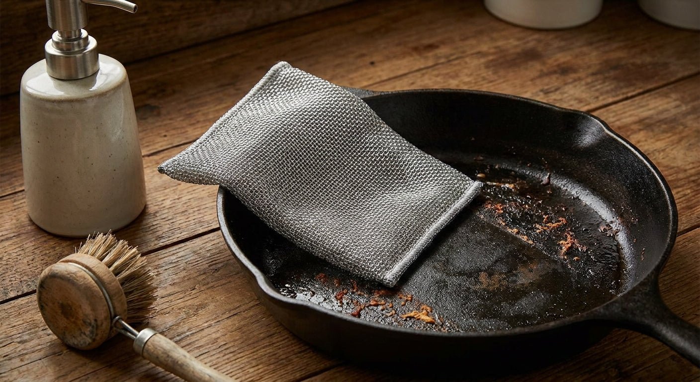 Stainless steel dishcloths for heavy duty pan scrubbing