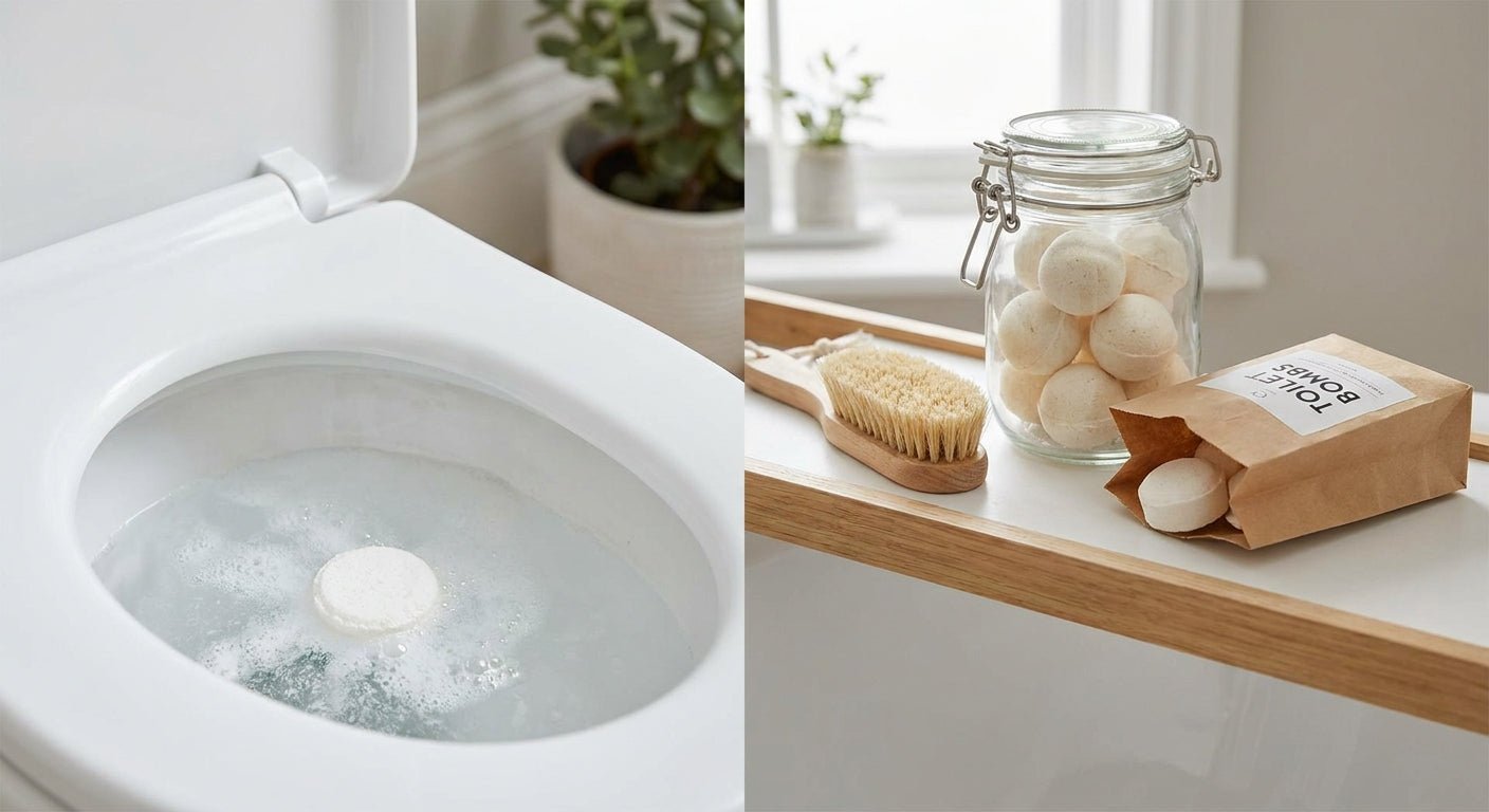 Toilet bombs for hard water limescale