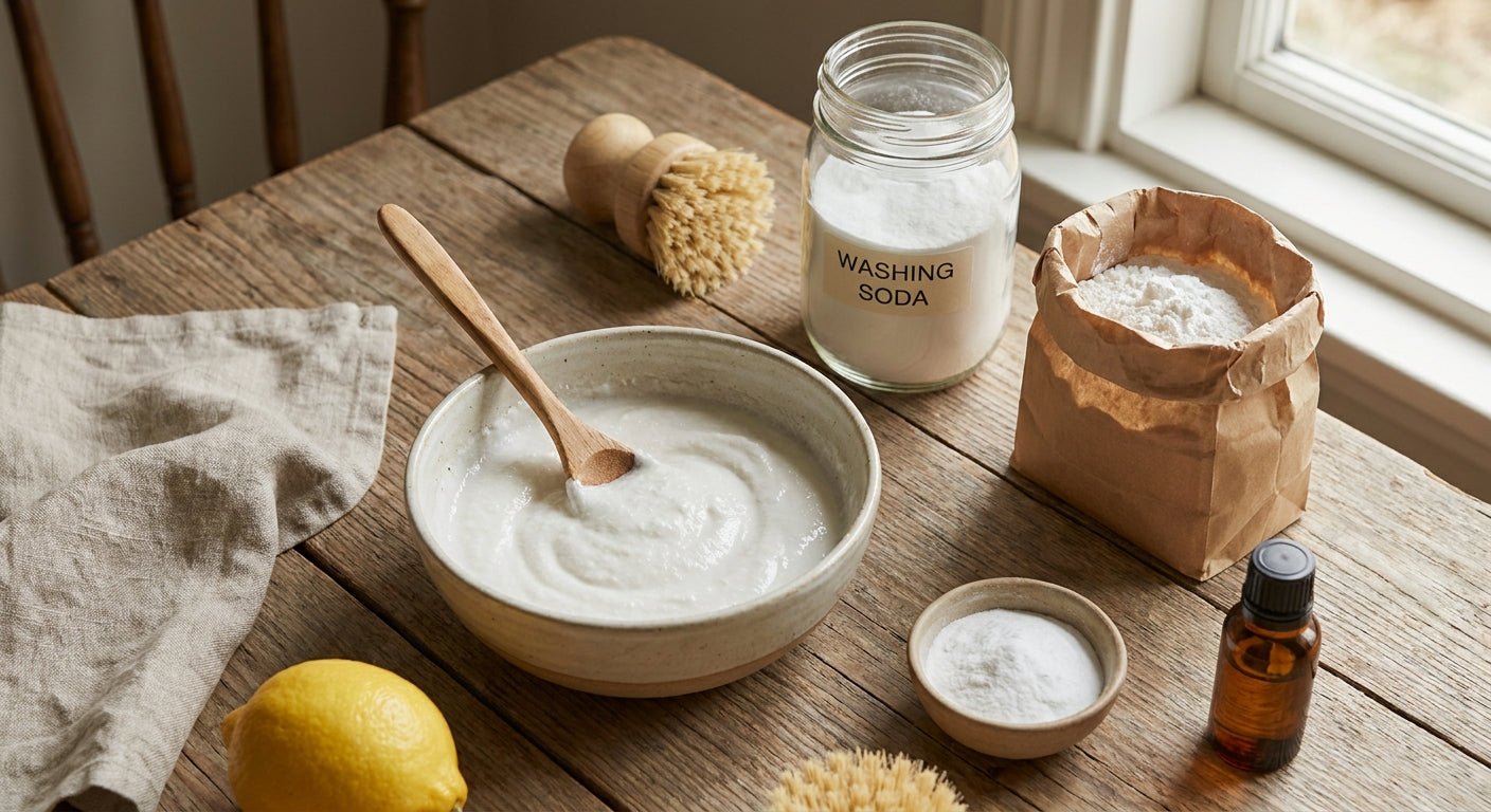 How to make a natural cleaning paste with washing soda