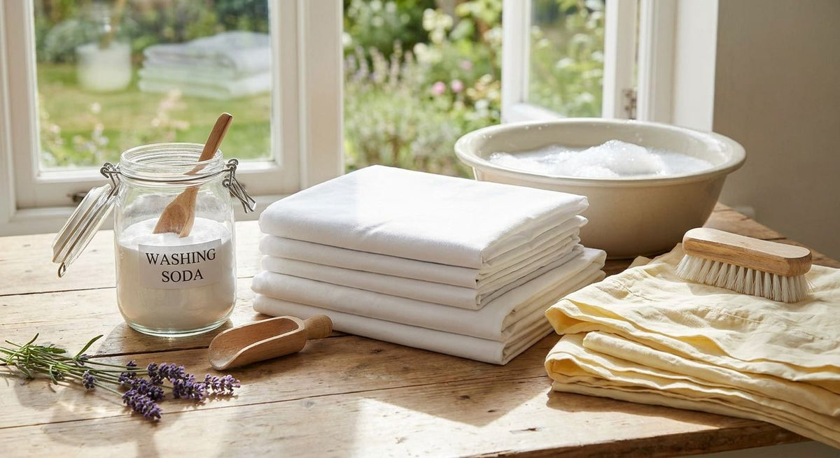 Washing soda for whitening yellowed bedsheets