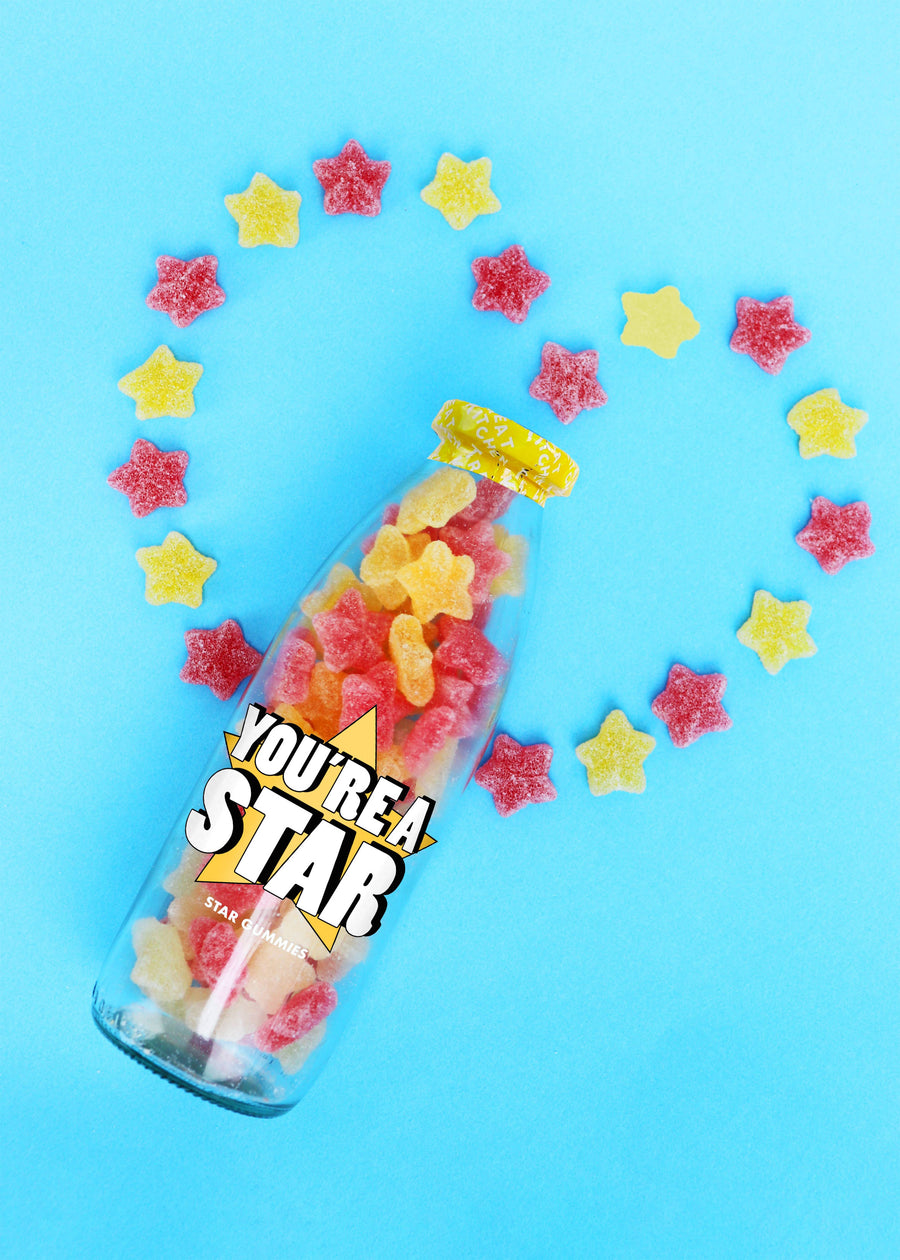 You're a Star Sweet Bottle – Fizzy Lemon & Cherry Gummy Gift - Short Dated, Reduced To Clear