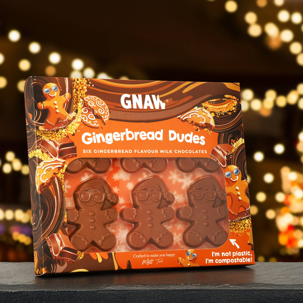 Gingerbread Dudes Christmas Chocolate | Colombian Milk Chocolate with Gingerbread Spice | 6 x 30g