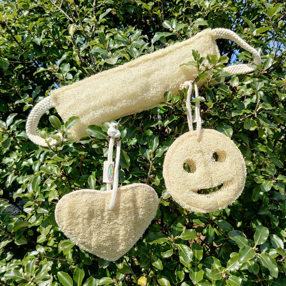 LoofCo Bath-Time Heart Loofah Pad – Natural Exfoliating Body Sponge