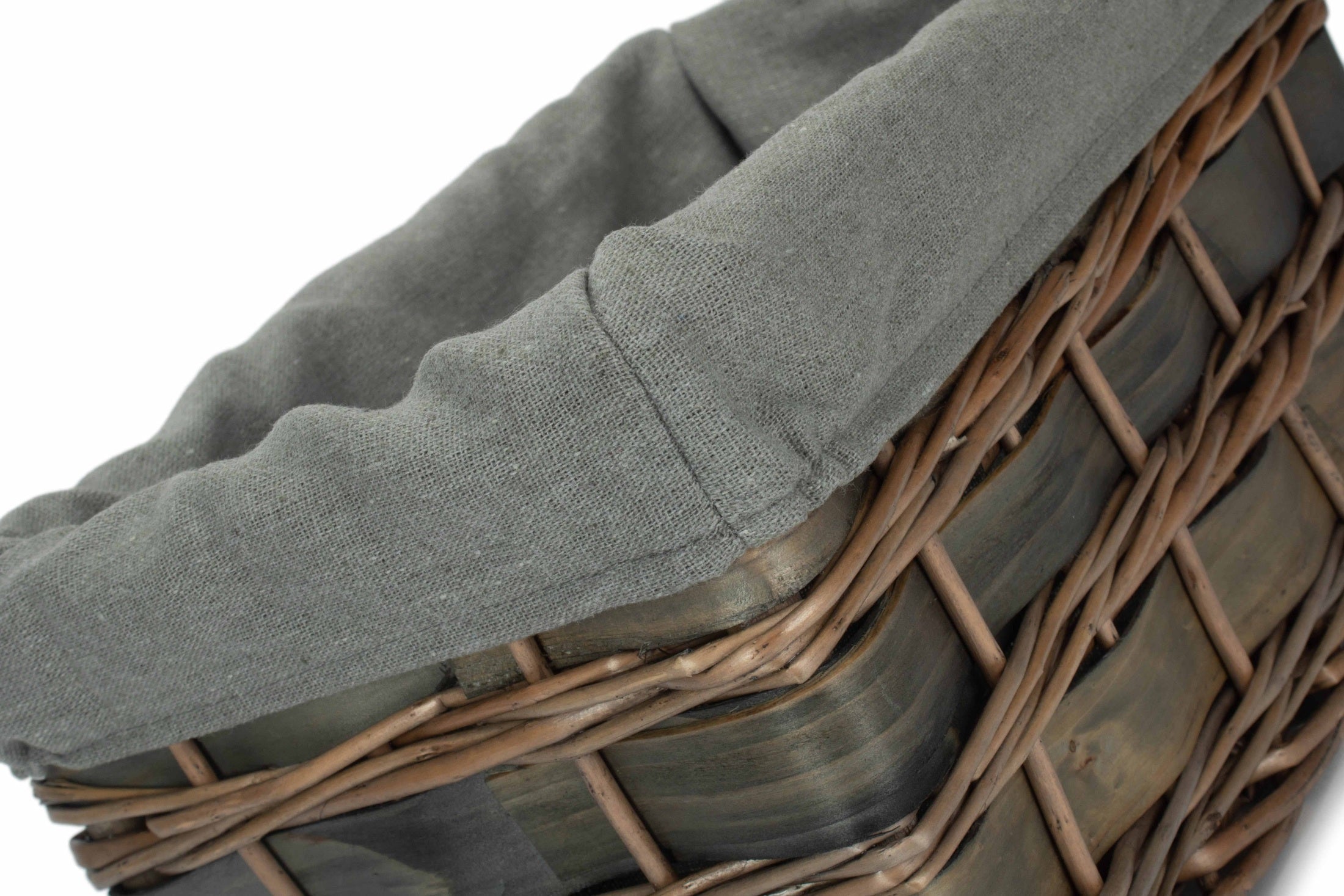 Small Grey Scandi Storage Basket with Grey Sage Lining