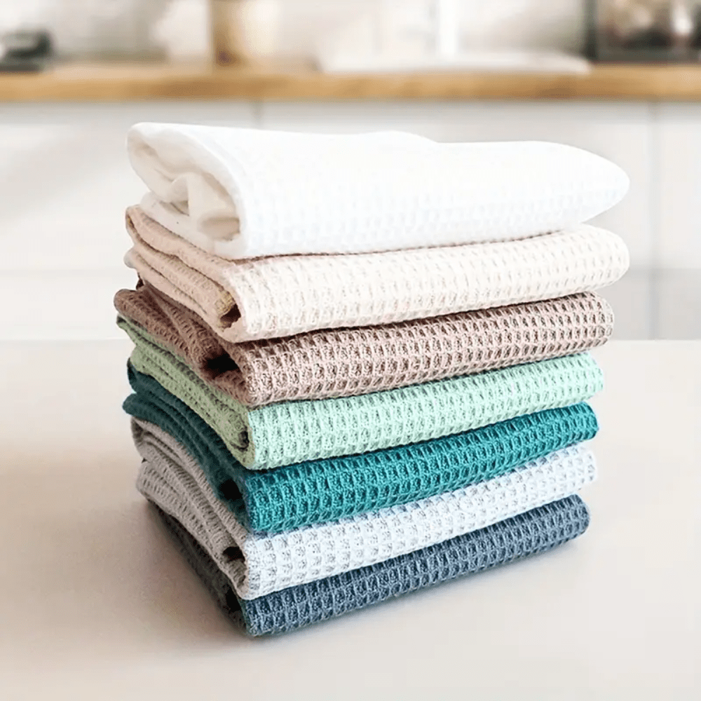 100% Cotton Waffle Weave Cleaning Towels - 4 Pack | Absorbent & Durable Towels for Kitchen & Home - REGN