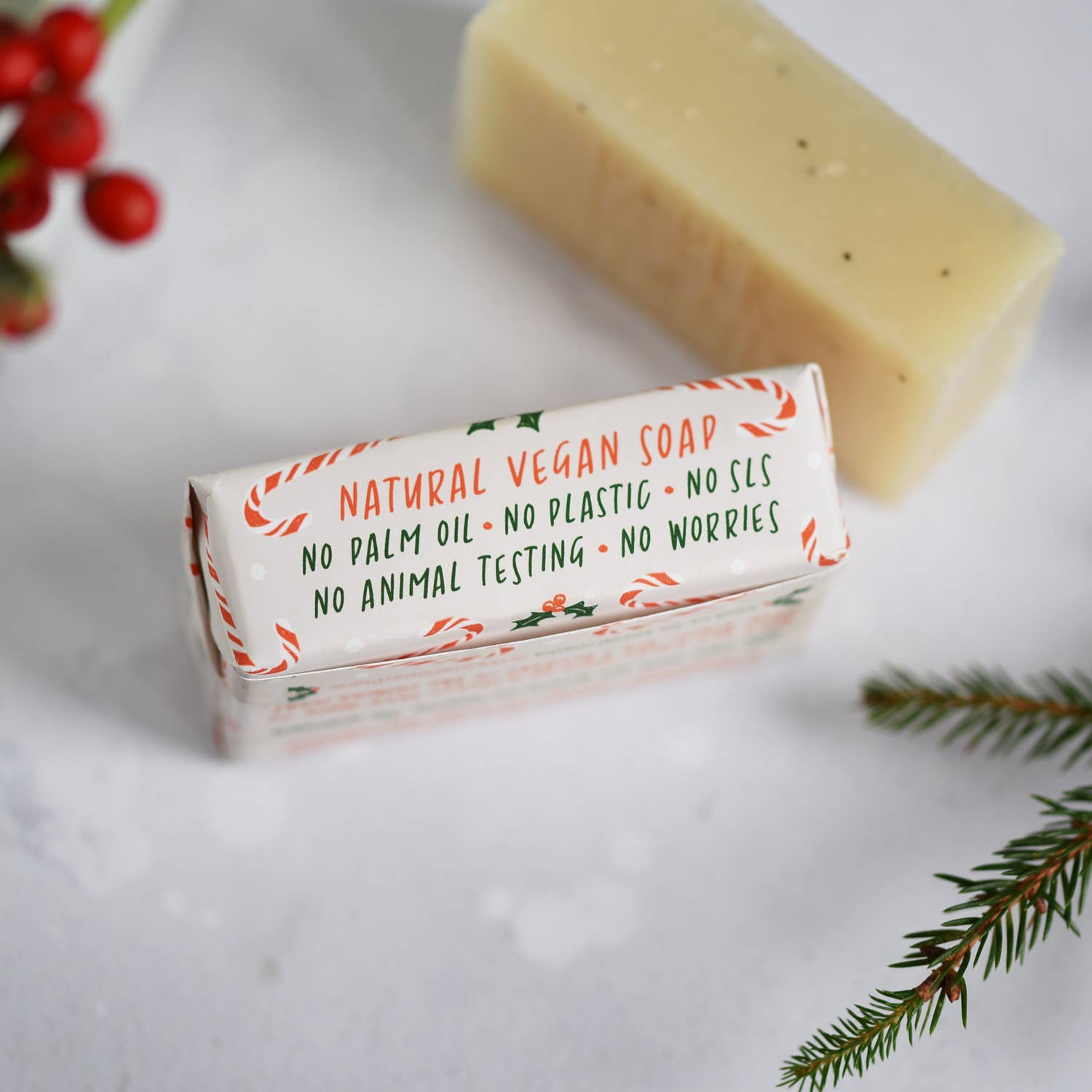 100% Natural Vegan Christmas Soap Bar – Peppermint Candy Cane - REGN