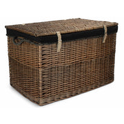 29 Inch Antique Wash Willow Storage Hamper with Rope Handles and Black Lining