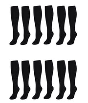 Sock Stack Girls Long School Socks 12 Pairs Cotton Rich Sculpted Heels And Toes Sizes