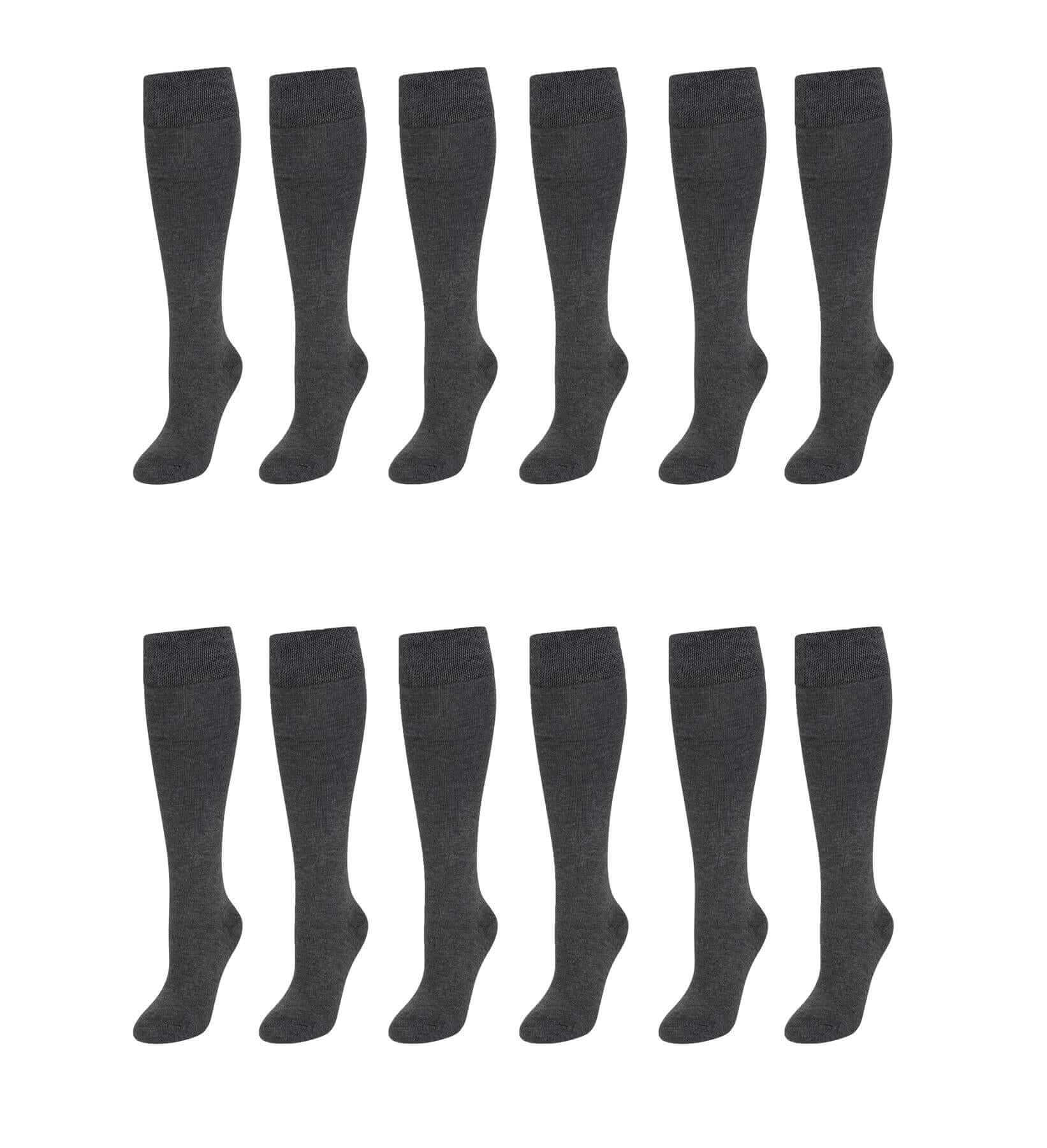 Sock Stack Girls Long School Socks 12 Pairs Cotton Rich Sculpted Heels And Toes Sizes