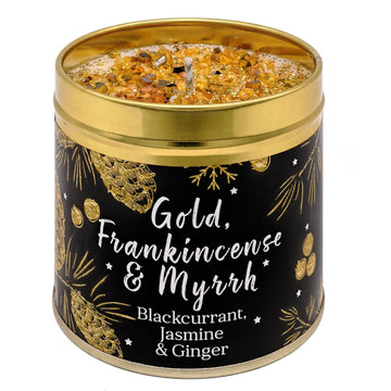 Christmas Elegance Candle – Gold, Frankincense & Myrrh with Blackcurrant, Jasmine & Ginger