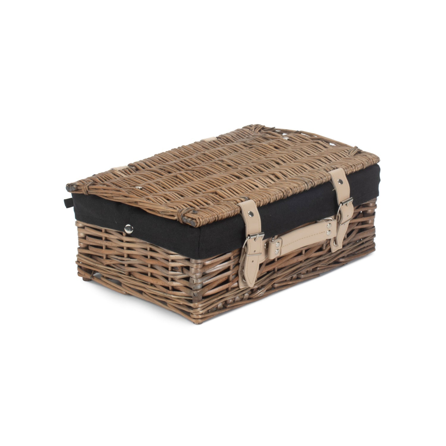 14 Inch Antique Wash Split Willow Hamper with Black Lining - REGN