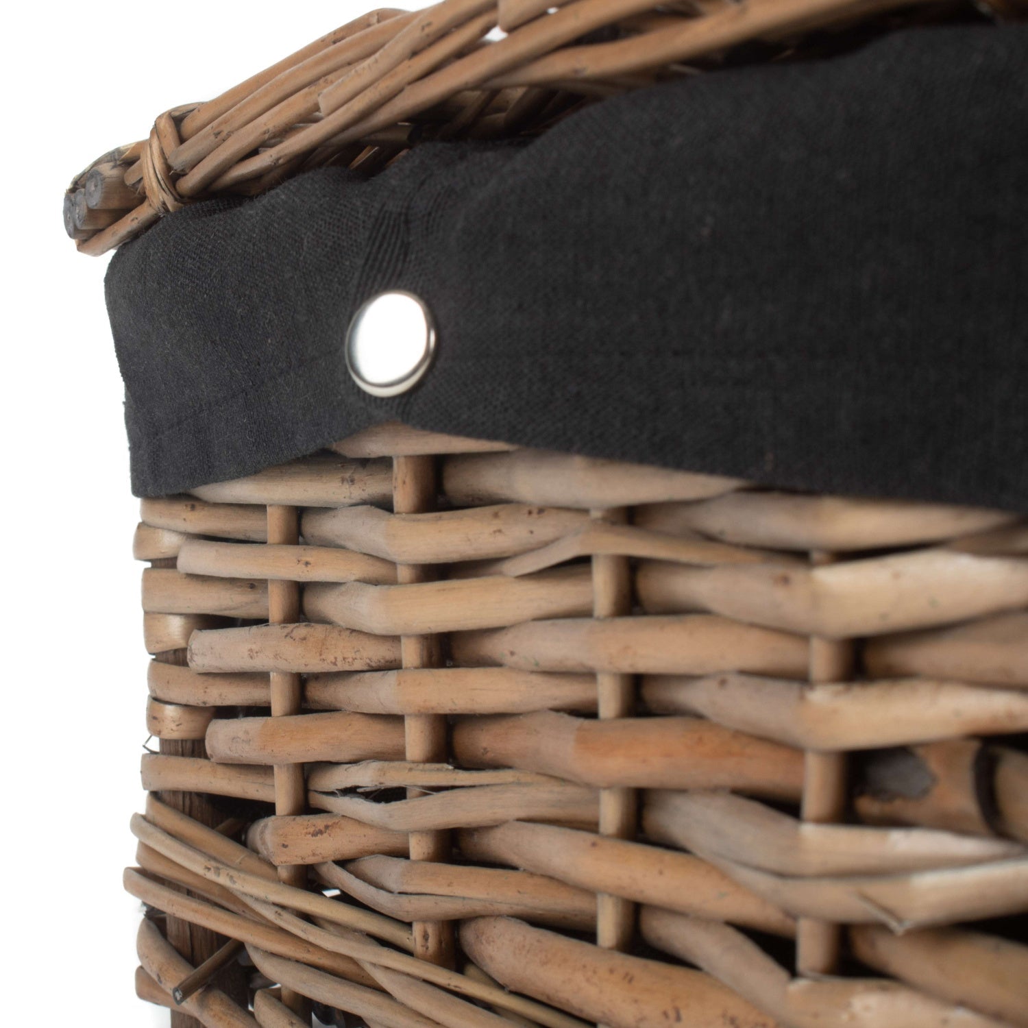 14 Inch Antique Wash Split Willow Hamper with Black Lining - REGN