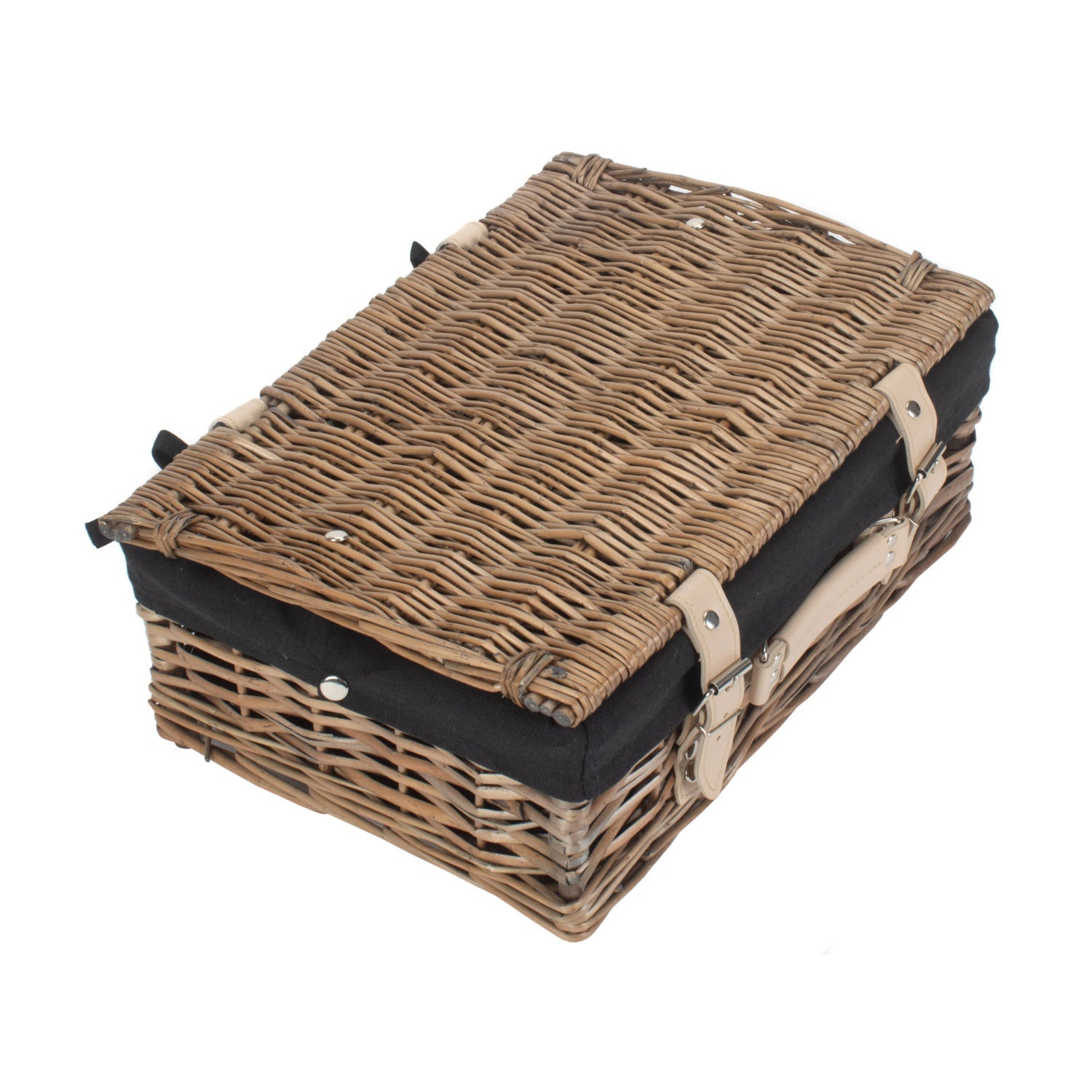 14 Inch Antique Wash Split Willow Hamper with Black Lining - REGN
