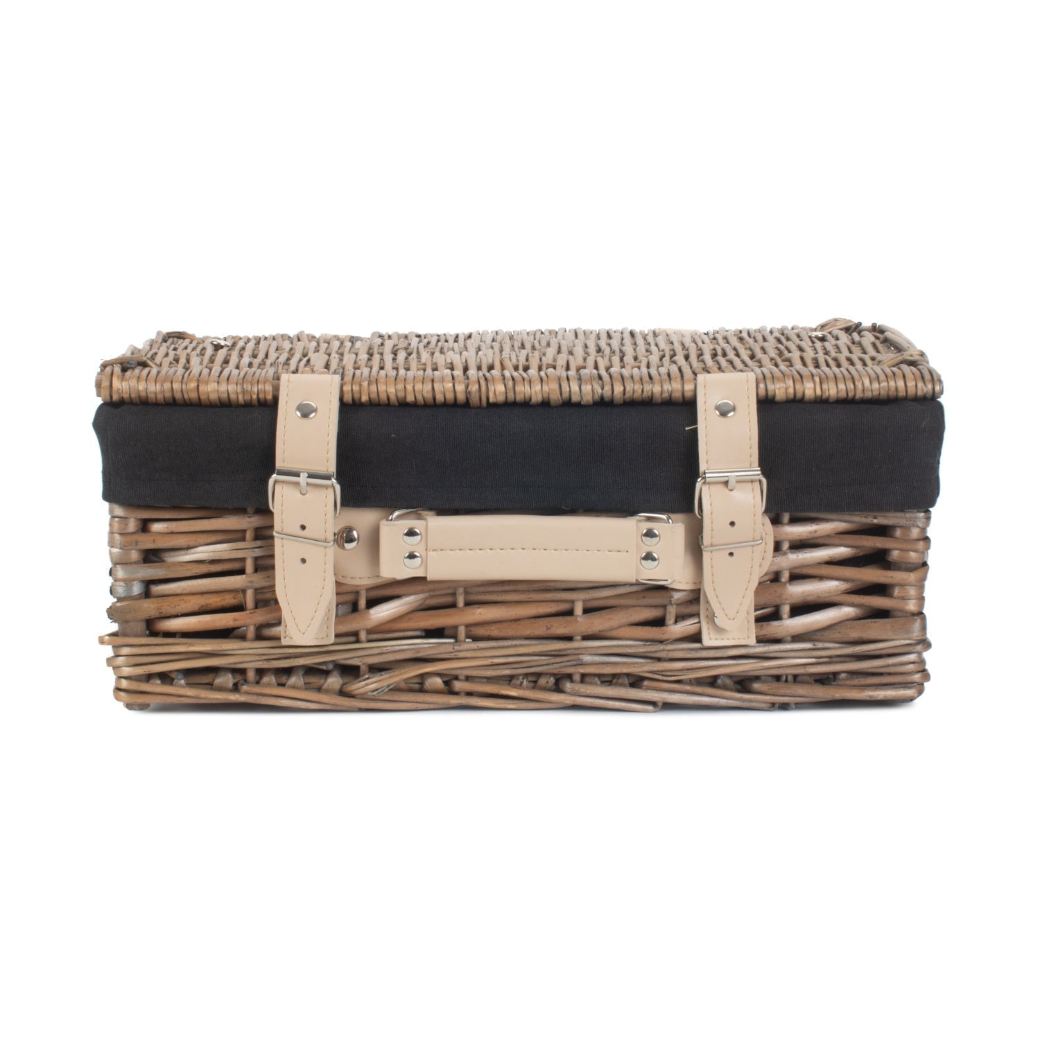 14 Inch Antique Wash Split Willow Hamper with Black Lining - REGN