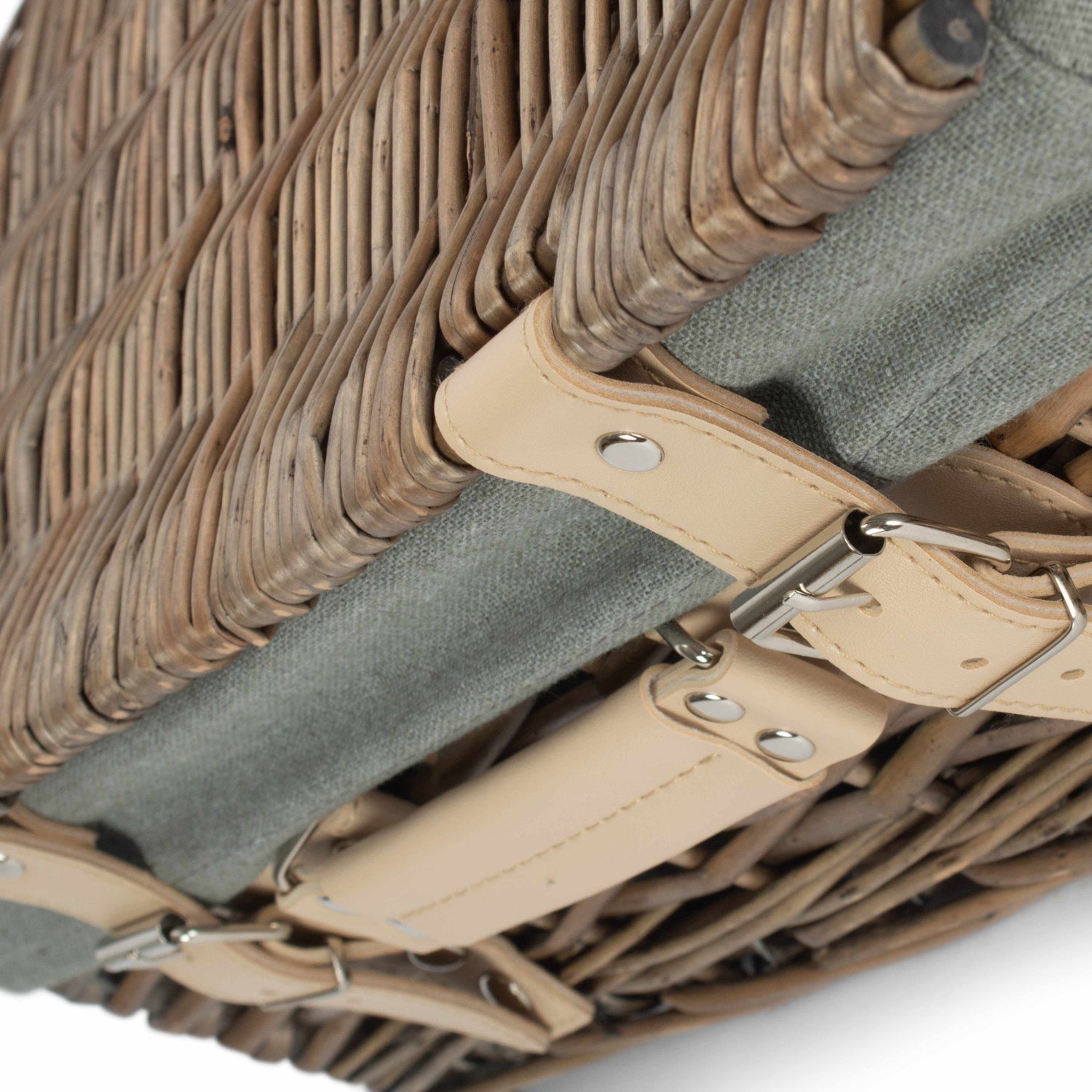 14 Inch Antique Wash Split Willow Hamper with Grey Sage Lining - REGN