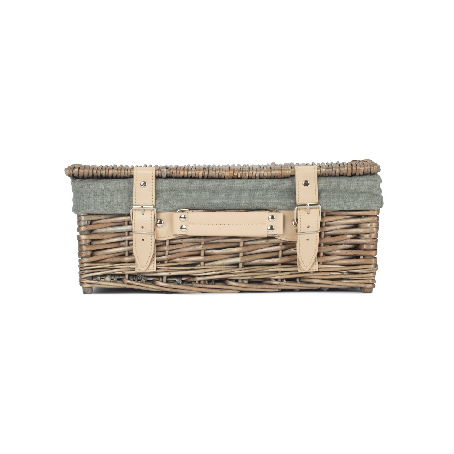 14 Inch Antique Wash Split Willow Hamper with Grey Sage Lining - REGN