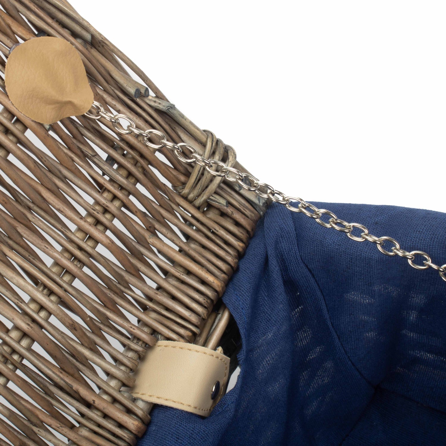 14 Inch Antique Wash Split Willow Hamper with Navy Blue Lining - REGN