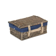14 Inch Antique Wash Split Willow Hamper with Navy Blue Lining - REGN