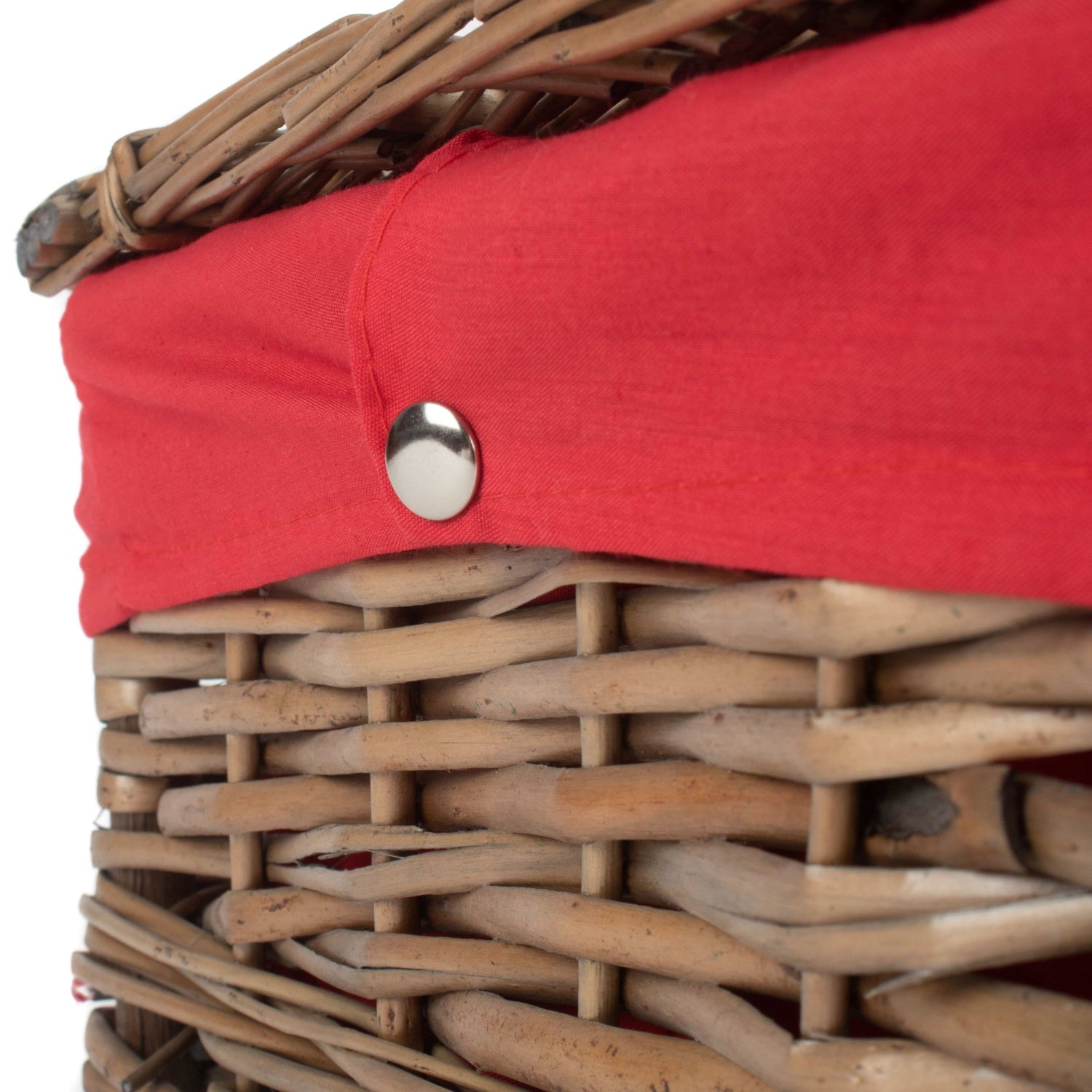 14 Inch Antique Wash Split Willow Hamper with Red Lining - REGN