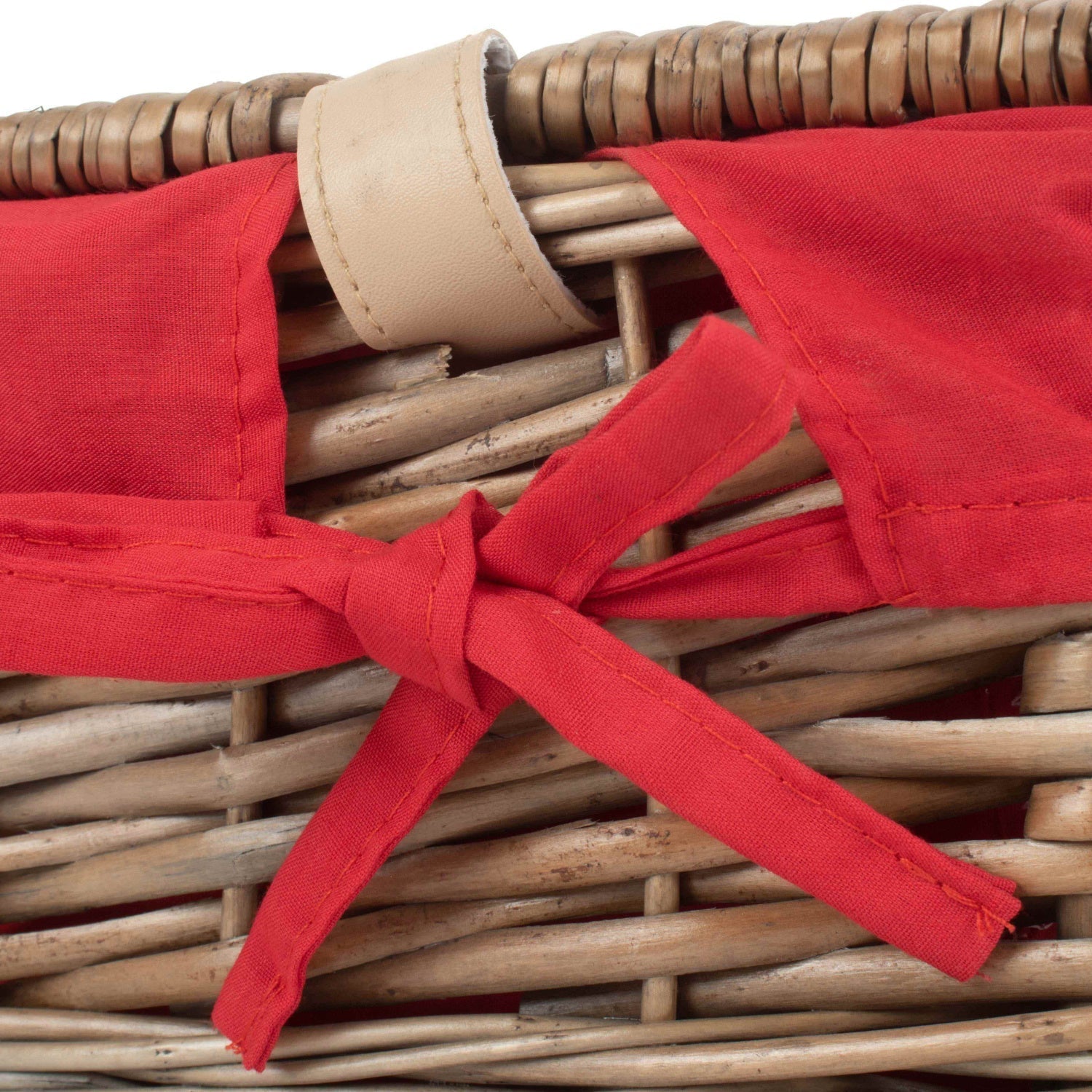 14 Inch Antique Wash Split Willow Hamper with Red Lining - REGN