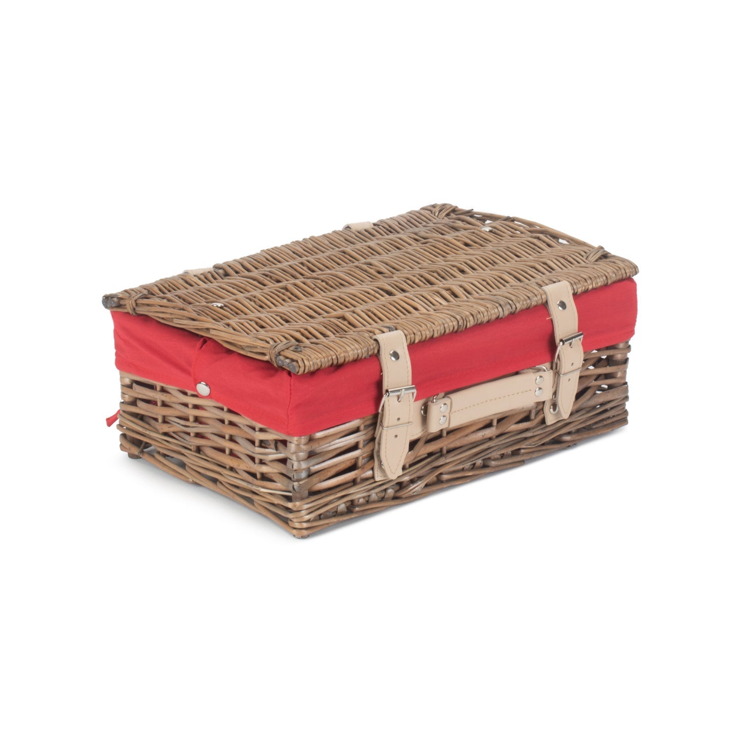 14 Inch Antique Wash Split Willow Hamper with Red Lining - REGN