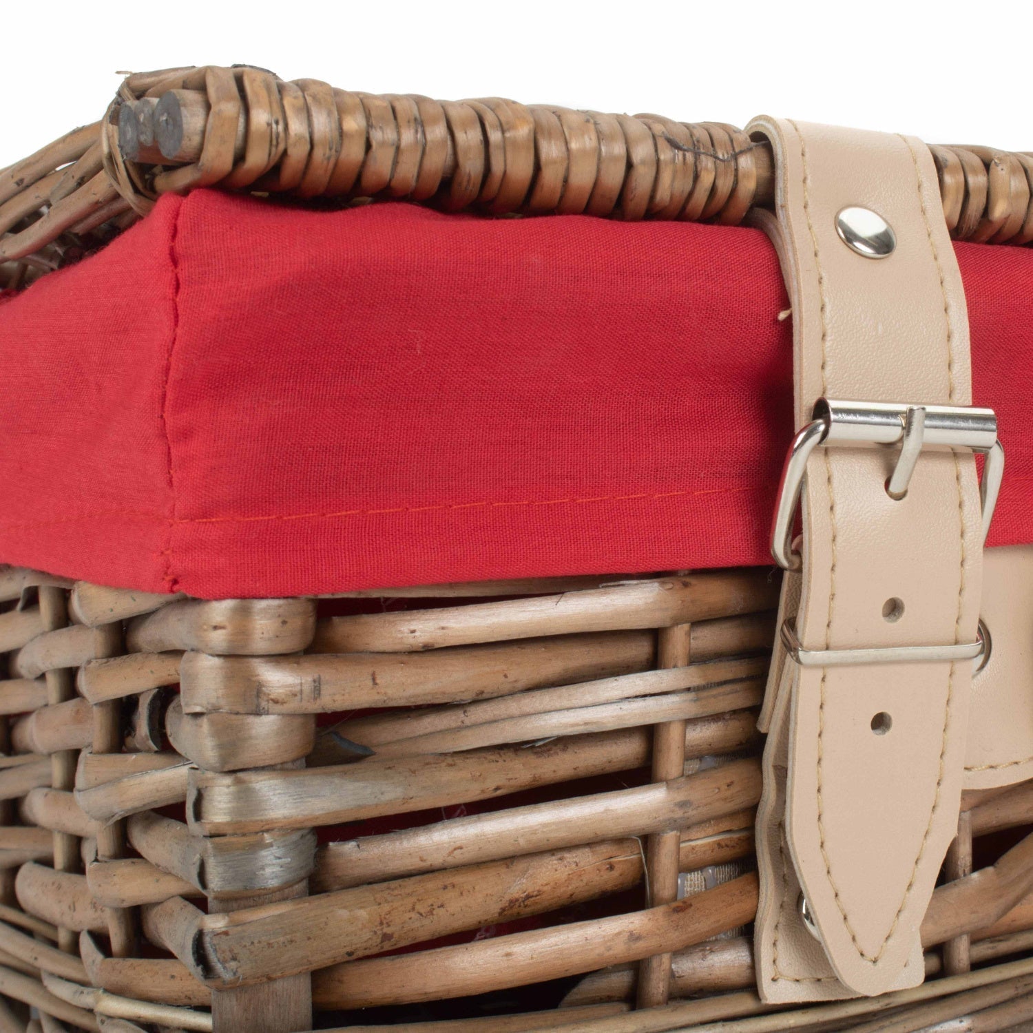 14 Inch Antique Wash Split Willow Hamper with Red Lining - REGN