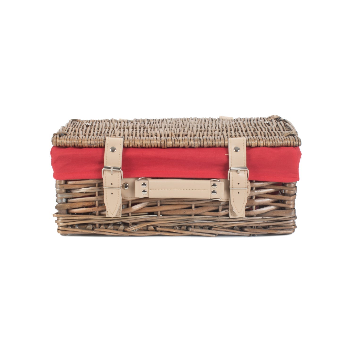 14 Inch Antique Wash Split Willow Hamper with Red Lining - REGN