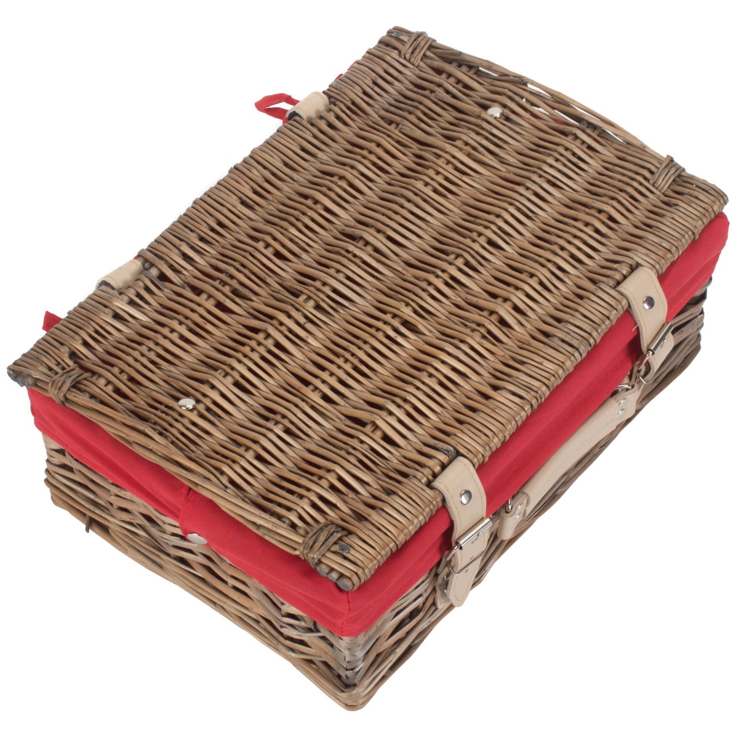 14 Inch Antique Wash Split Willow Hamper with Red Lining - REGN