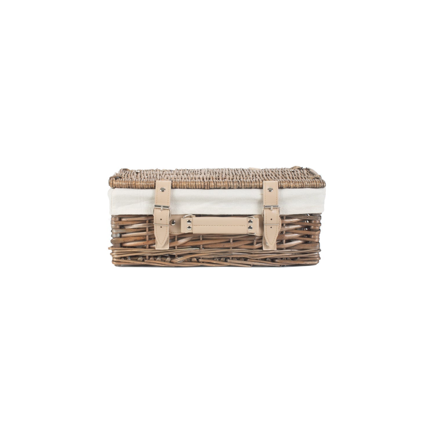 14 Inch Antique Wash Split Willow Hamper with White Lining - REGN
