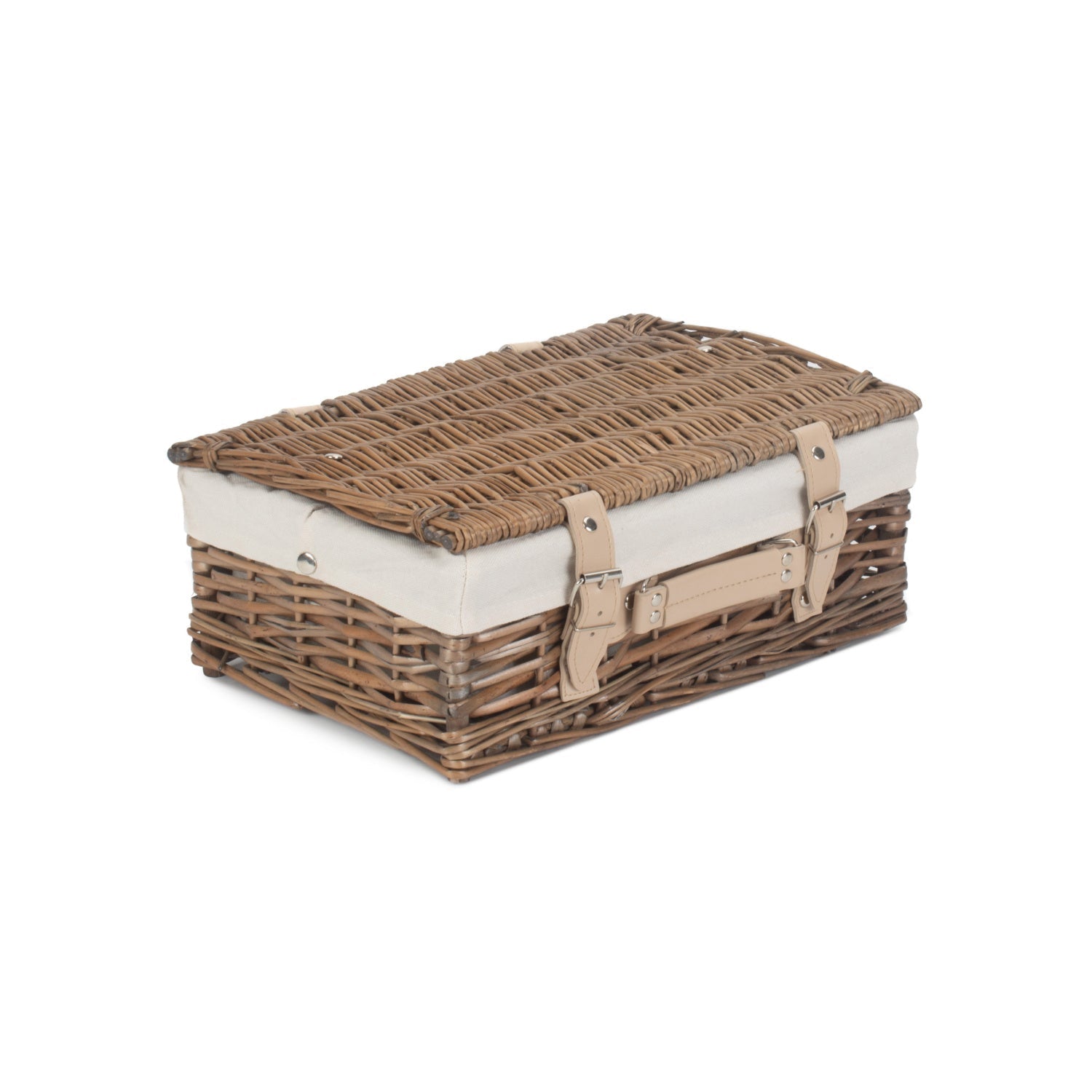 14 Inch Antique Wash Split Willow Hamper with White Lining - REGN