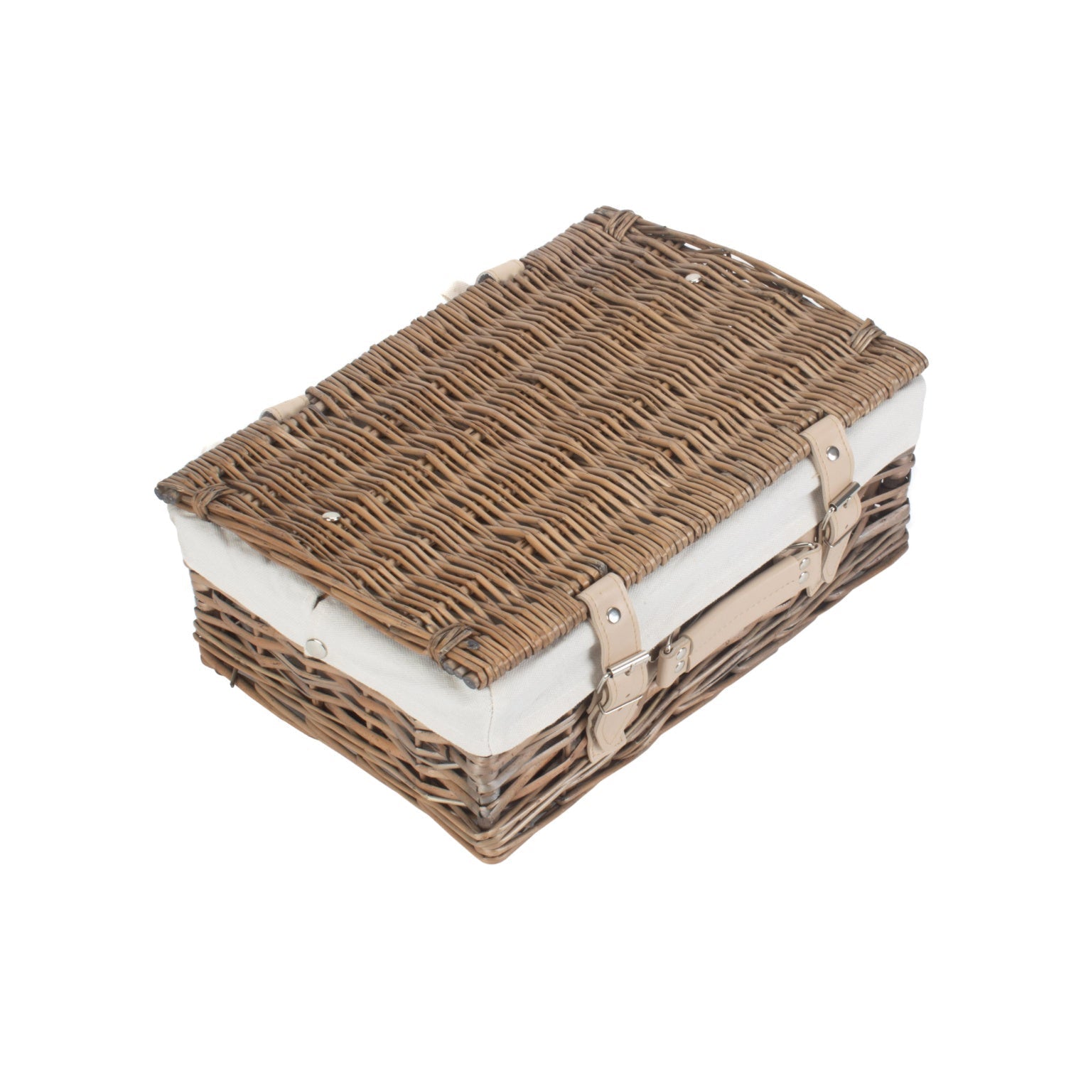 14 Inch Antique Wash Split Willow Hamper with White Lining - REGN