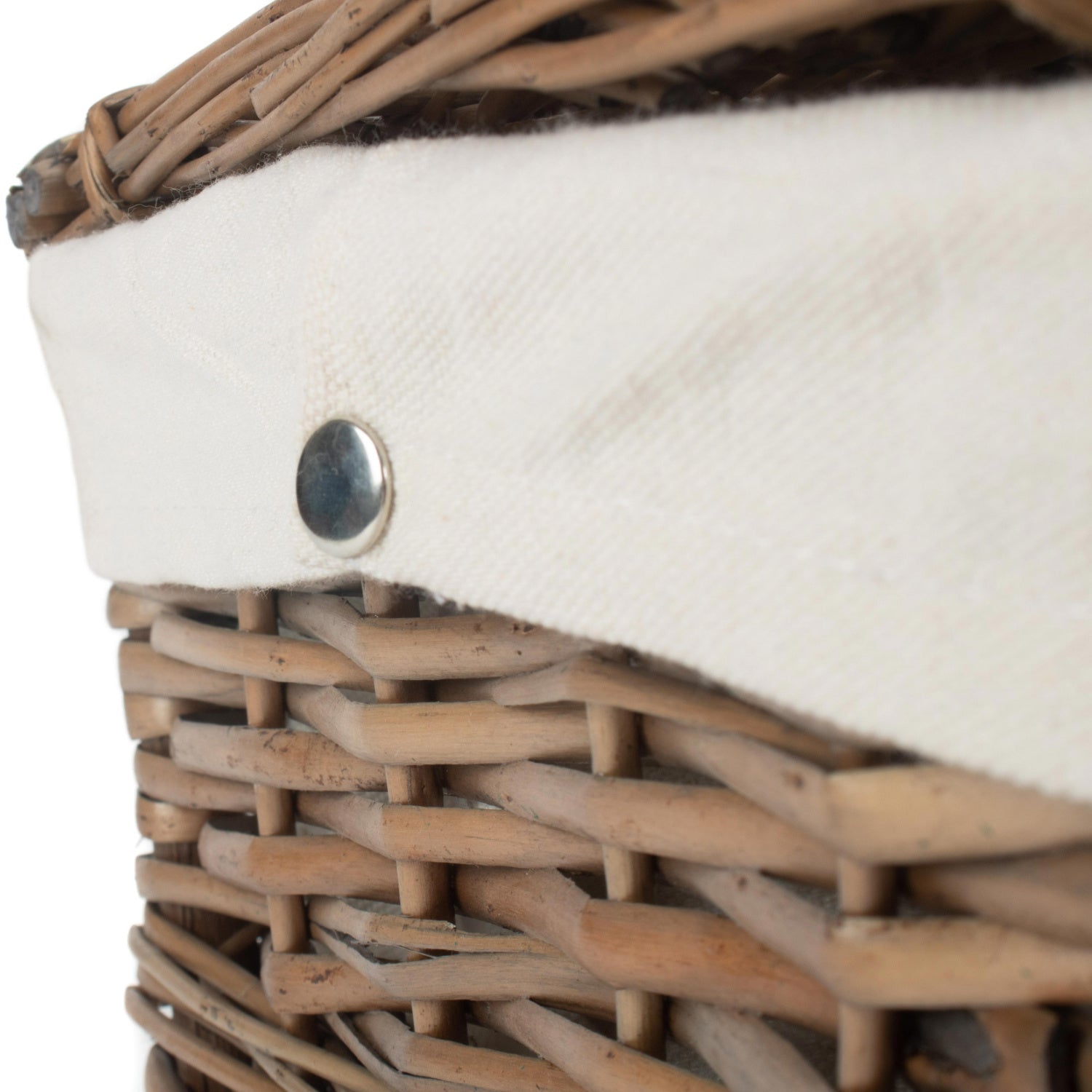 14 Inch Antique Wash Split Willow Hamper with White Lining - REGN