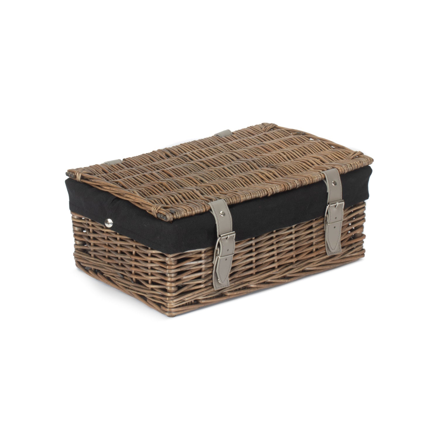 14 Inch Antique Wash Wicker Hamper Basket with Black Lining - REGN