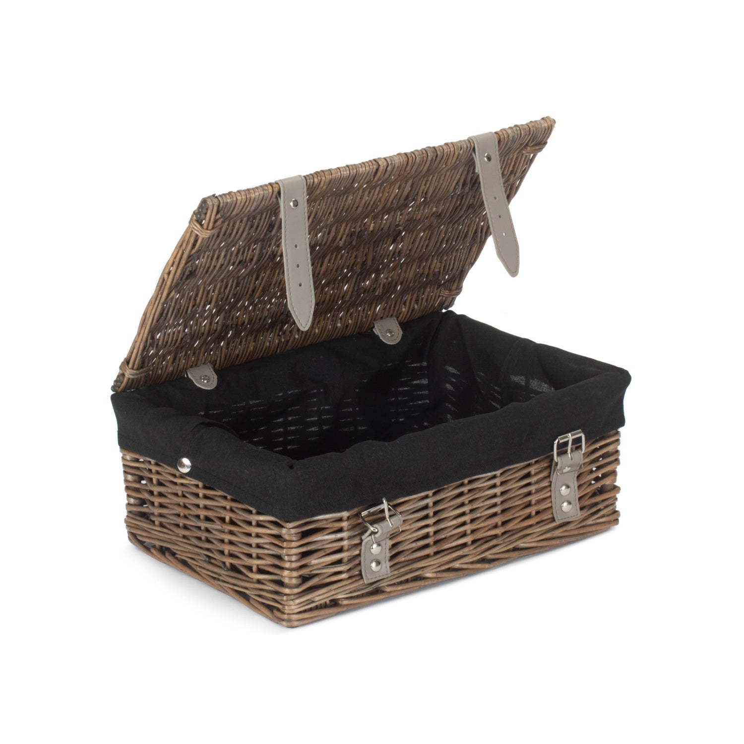 14 Inch Antique Wash Wicker Hamper Basket with Black Lining - REGN
