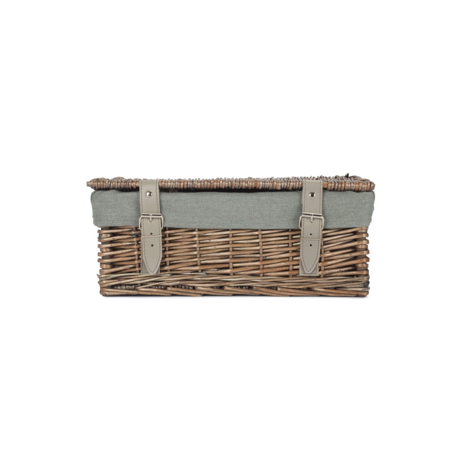 14 Inch Antique Wash Wicker Hamper Basket with Grey Sage Lining - REGN
