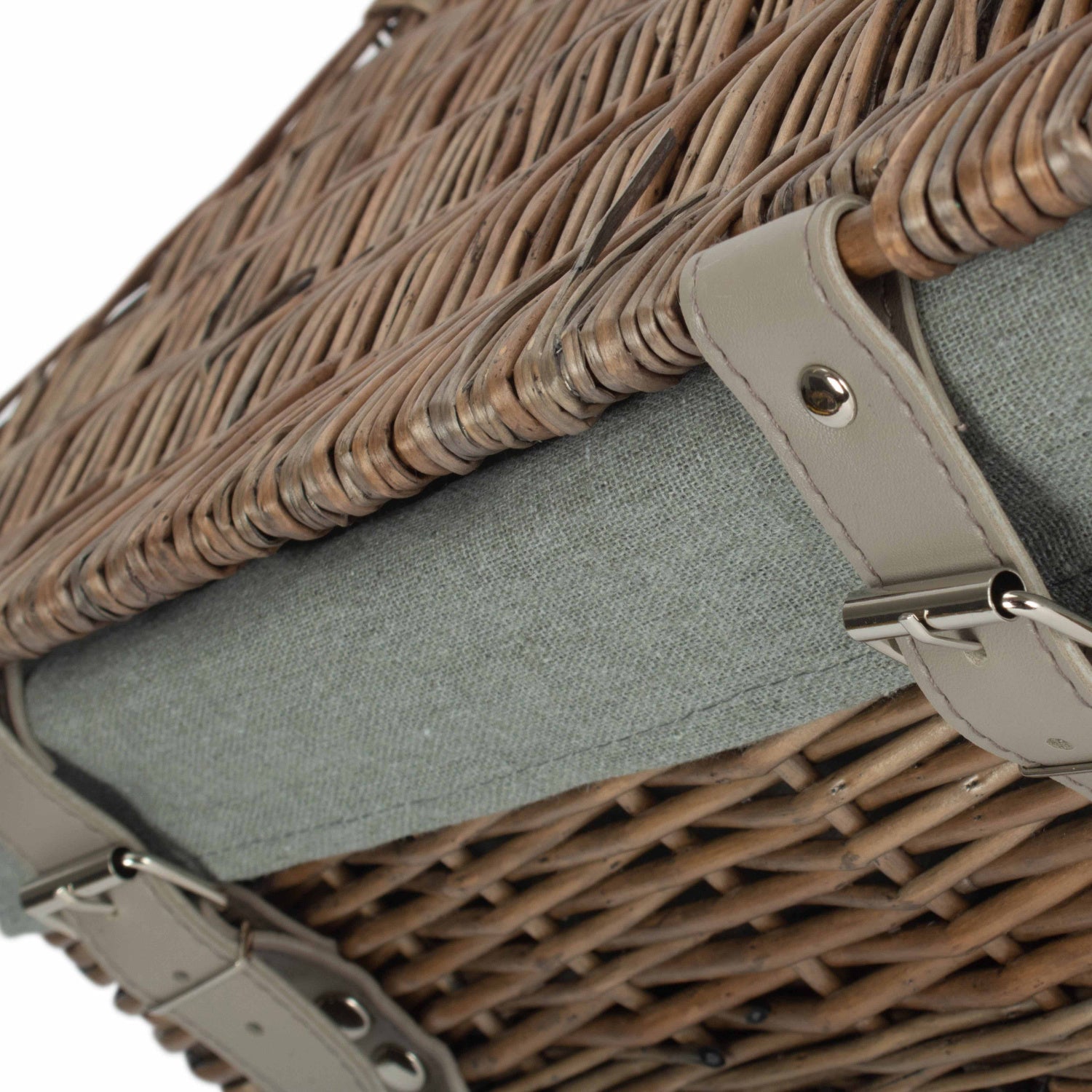 14 Inch Antique Wash Wicker Hamper Basket with Grey Sage Lining - REGN