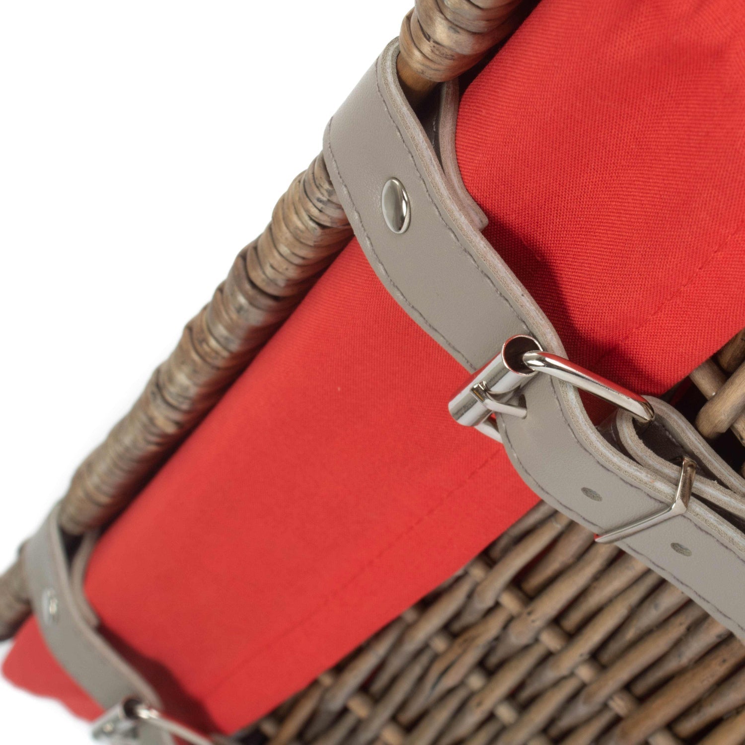 14 Inch Antique Wash Wicker Hamper Basket with Red Lining - REGN