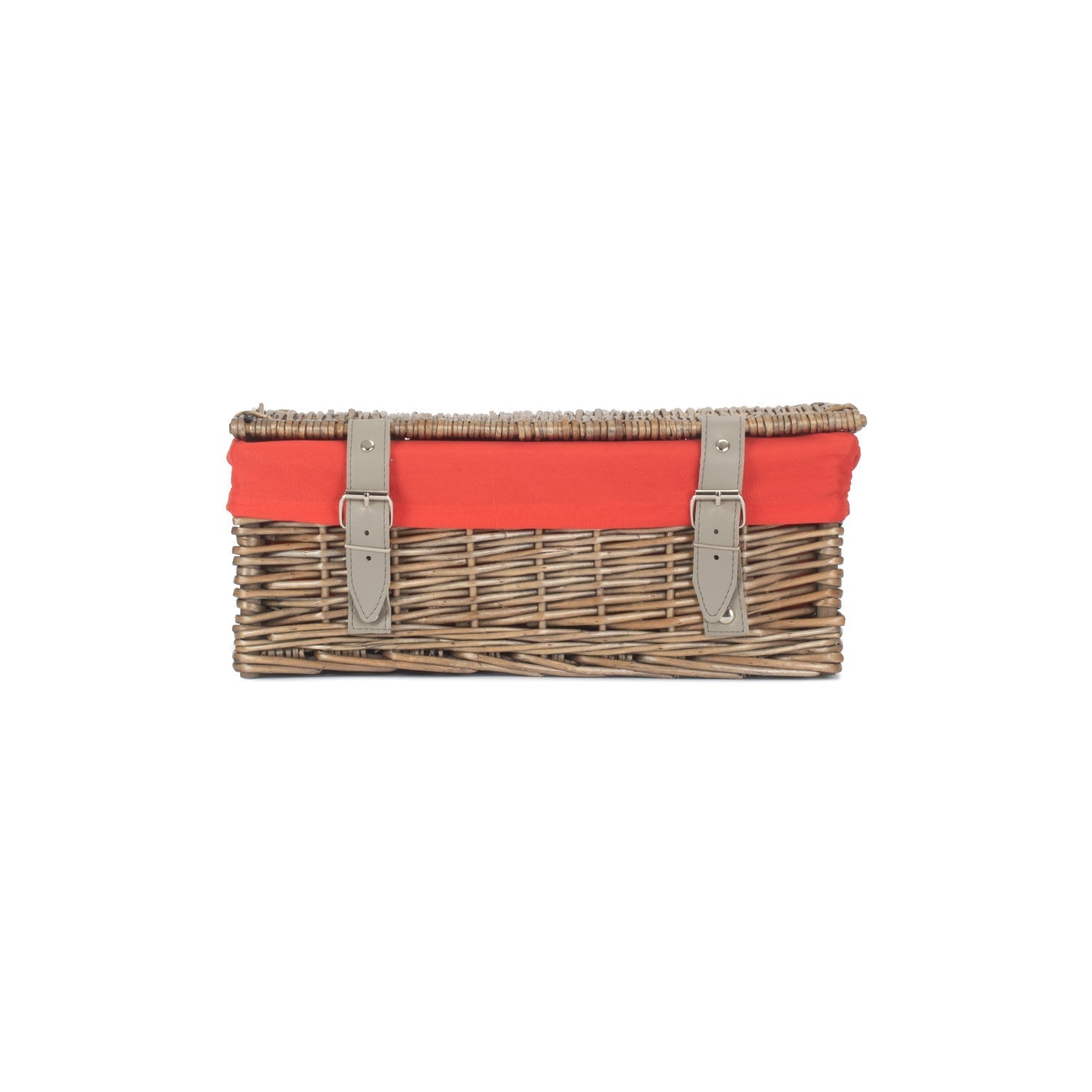 14 Inch Antique Wash Wicker Hamper Basket with Red Lining - REGN