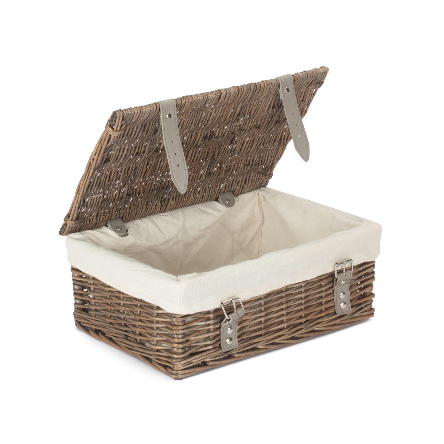 14 Inch Antique Wash Wicker Hamper Basket with White Lining - REGN