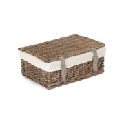 14 Inch Antique Wash Wicker Hamper Basket with White Lining - REGN