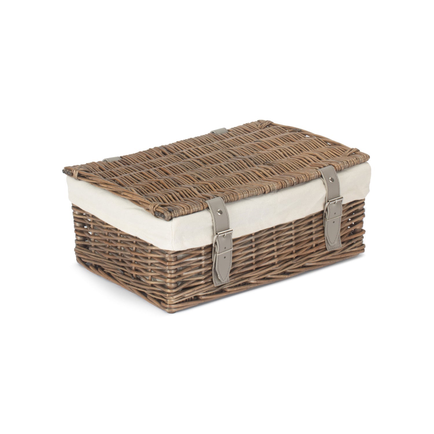 14 Inch Antique Wash Wicker Hamper Basket with White Lining - REGN