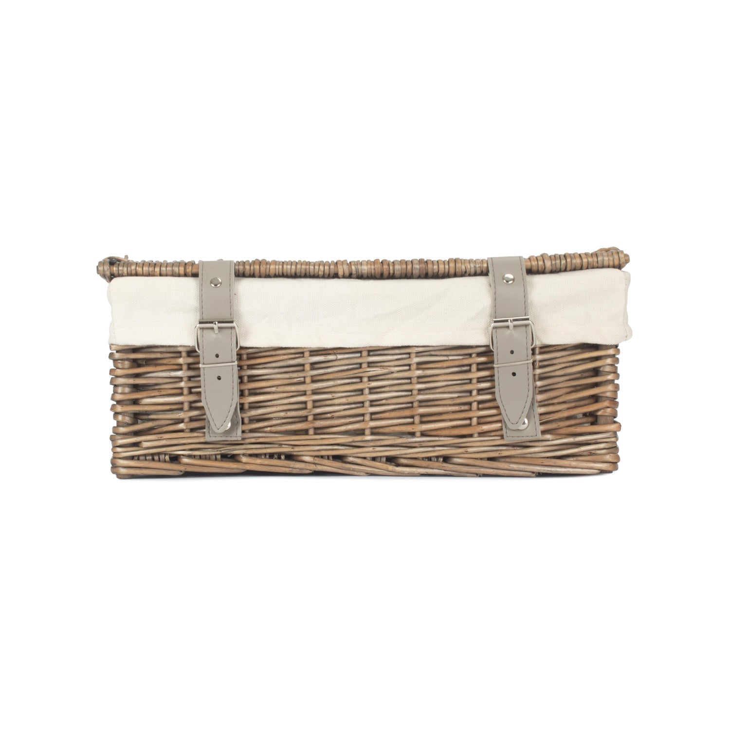 14 Inch Antique Wash Wicker Hamper Basket with White Lining - REGN