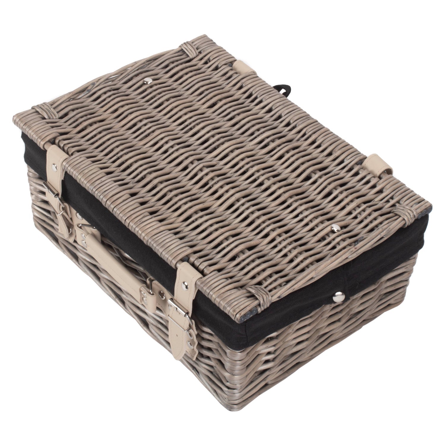 14 Inch Antique Wash Willow Hamper with Black Lining - REGN