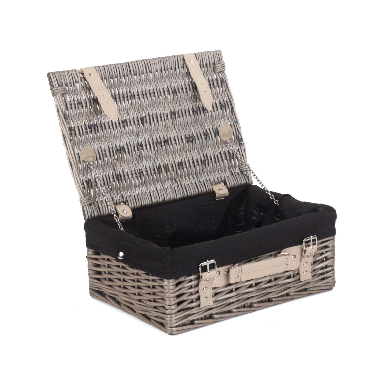 14 Inch Antique Wash Willow Hamper with Black Lining - REGN