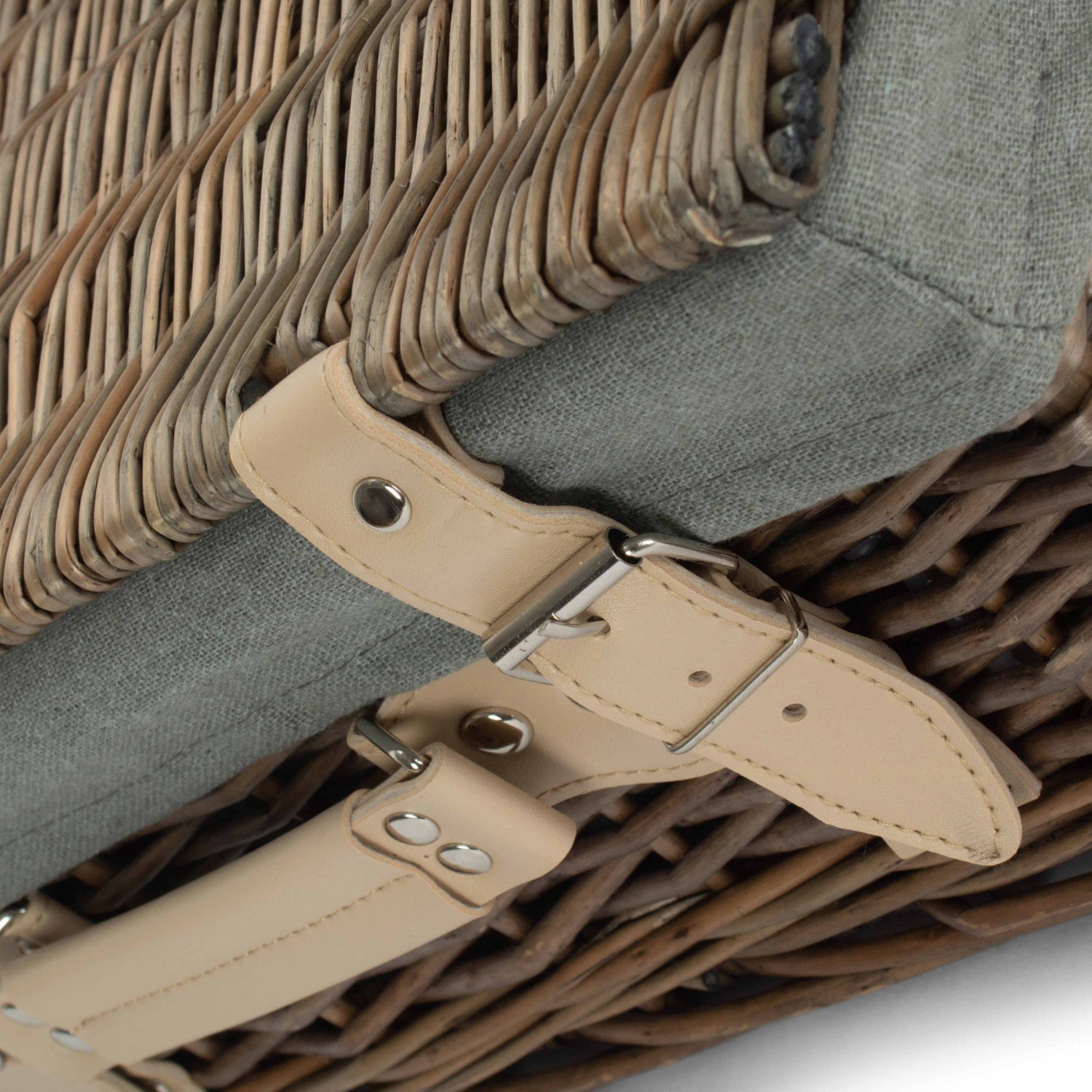 14 Inch Antique Wash Willow Hamper with Grey Sage Lining - REGN