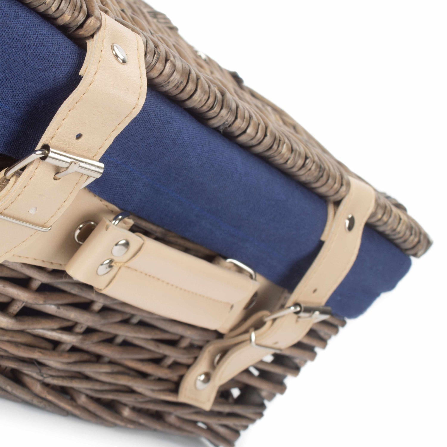 14 Inch Antique Wash Willow Hamper with Navy Blue Lining - REGN