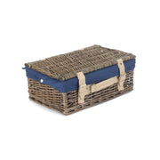 14 Inch Antique Wash Willow Hamper with Navy Blue Lining - REGN