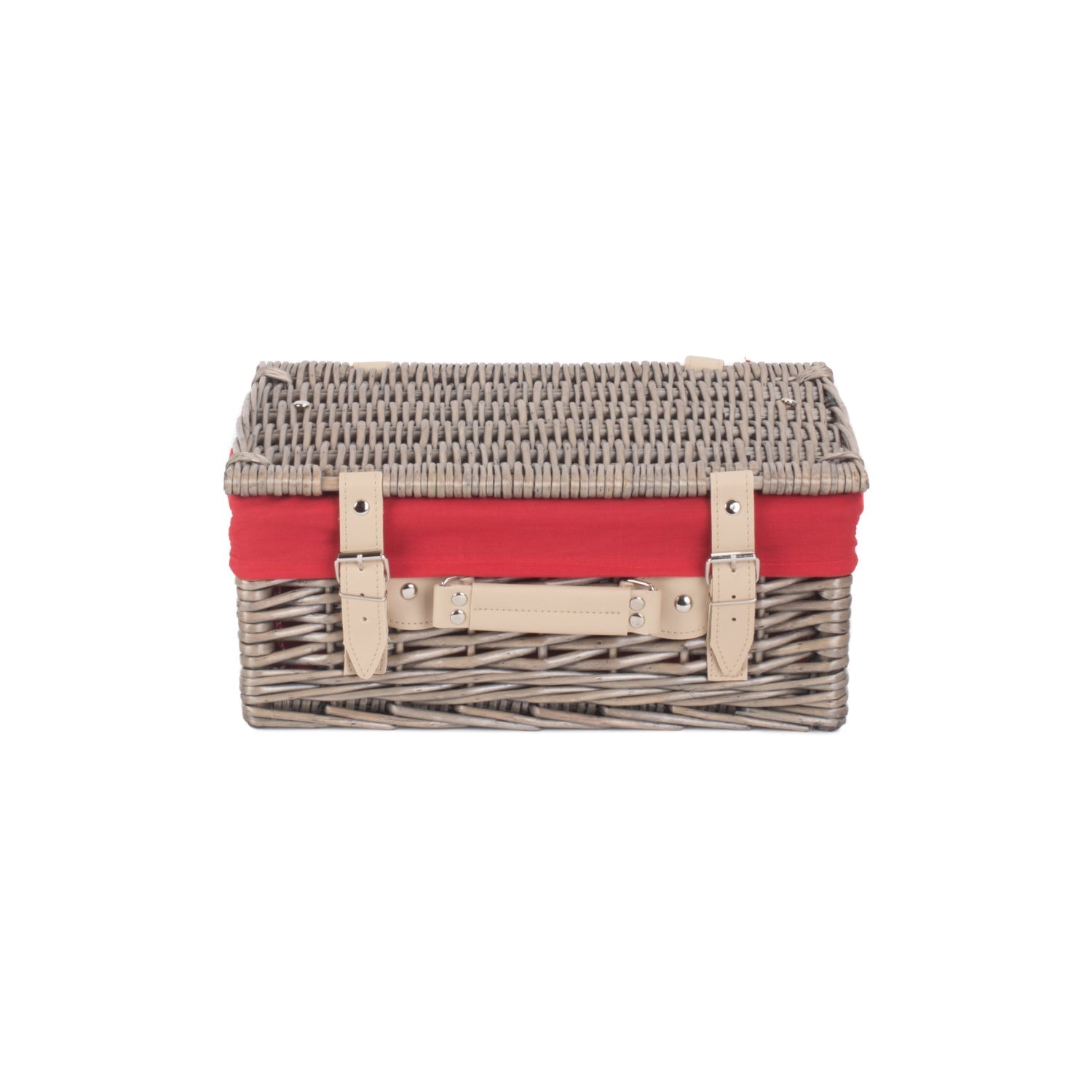 14 Inch Antique Wash Willow Hamper with Red Lining - REGN