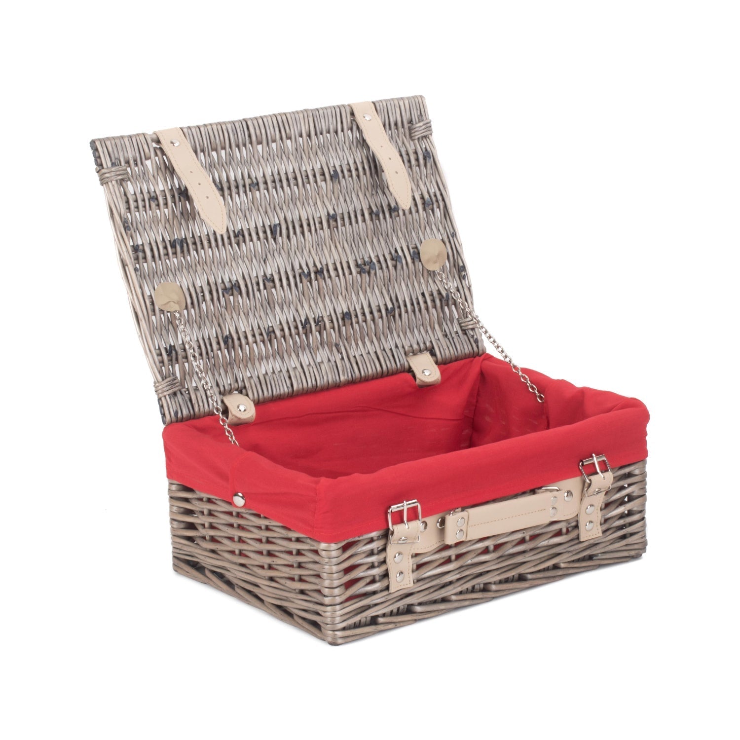 14 Inch Antique Wash Willow Hamper with Red Lining - REGN
